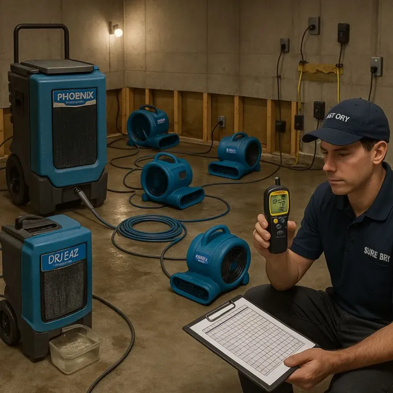 Structural Drying and Dehumidification process in French Island, WI